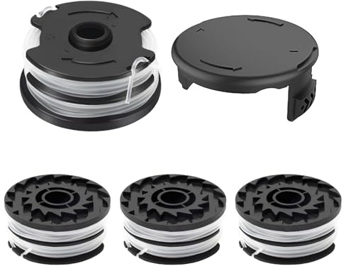 CHIHOLEN 4 Bobine Fil Coupe Bordure compatible avec TLP-01,Convient pour Parkside PRTA 20-Li A1/B1/B2/C3,PRT 300 A1,PRT 550 A1/A2/A3/A5,Ø1,6mm-8,3m,avec Capuchon TLP-01-1(4 Bobine+1 Couvercle)