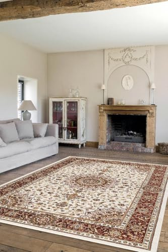 Pierre Tappeti Tappeto BABIL disegno classico orientale motivo persiano tradizionale colore crema e rosso cm.80x240