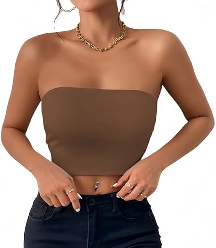 Sukiglam Crop Top Donna Estivo Sexy Slim Fit Tubo Tops a Fascia Basic Senza Maniche Stretchy Elegante Y2k Backless T-Shirt Non Imbottito Tessuto a Doppio Strato
