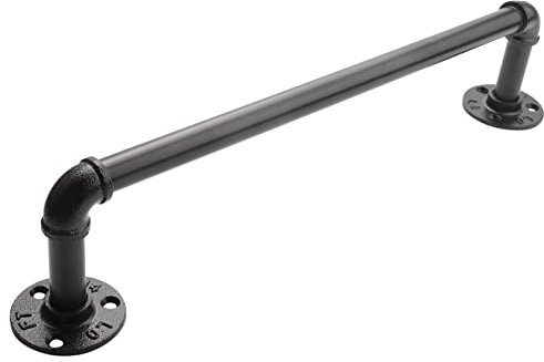 Portasciugamani in metallo nero vintage industriale tubo accessori da bagno rack mensola stand