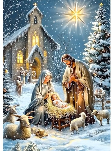 MXJSUA 5D Nacimiento De Navidad Diamond Painting, Diamond Painting Kit Completo, Manualidades Adultos DIY Cristal Pintura De Diamante Para, Painting Para Decoración 30x40cm