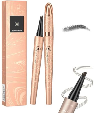 JUKOTA Crayon à sourcils avec 4 pointes micro-fourchues – Stylo durable, imperméable et résistant aux frottements pour des sourcils à l'aspect naturel (marron foncé)