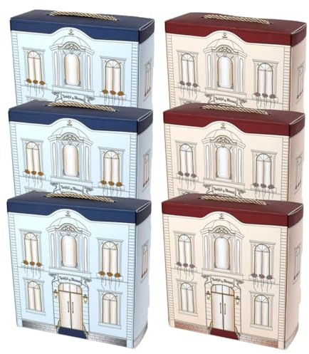 EXHUMKY 6 Stück-pack Bonbonboxen Hausform Papier Nordische Geschenkboxen Gastgeschenke Party Süßwarenverpackung für Hochzeit Valentinstag Weihnachten