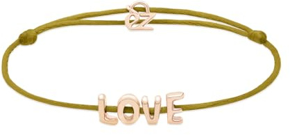 Echtzeit Armband Love Letters - Edelstahl oder mit 14 Karat Vergoldung an modischem Stoffband - hypoallergener Schmuck - Stoffarmband mit Buchstaben - Geschenk für Damen