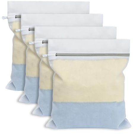 MISIQIMA 4er Set Wäschenetz für Waschmaschine mit Verdeckten Reißverschlüssen Ist Robust und Langlebig, Wäschesack Waschmaschine für Hemden, Bhs, Socken, Unterwäsche, Babykleidung (40 x 50cm)