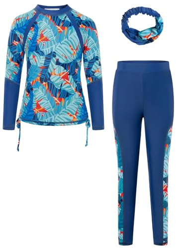 GRACE KARIN Girls Rash Guard Swimwear Long Sleeve Swimsuit Girls Two Piece Printed Summer Beach Bathing Suit