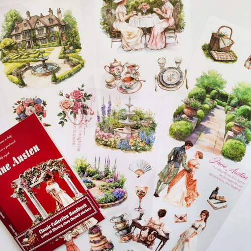 20 Blätter Scrapbooking Zubehör,Scrapbook Stickers Book Klassische Literarische Figuren Thema,Decorative Für Journaling Zubehör,Photo Album（Austin's Garden）