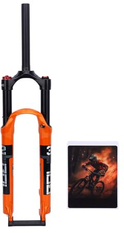 Horquilla de suspensión delantera de 27,5 pulgadas, aleación de magnesio, amortiguador, suspensión neumática, horquilla delantera para bicicletas de montaña, color naranja.