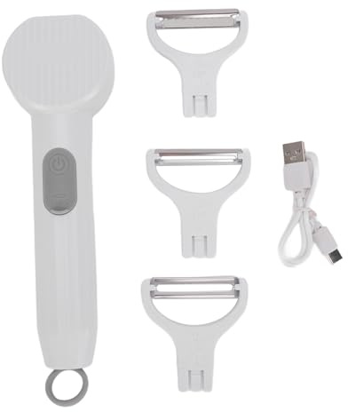 RIZGHWOY Electric Potato Peeler 3 in 1 USB Rechargeable Kitchen Vegetable Peeler Handheld Electric for Fruits Vegetables Peeling (White)