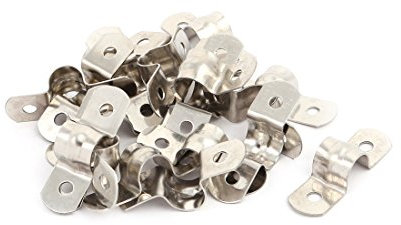 sourcing map 20 Stück Starrer Rohrgurt Erstaz 10mm 0.4 Zoll, Zugrohr Clip Klemme 2 Loch 304 Edelstahl