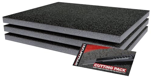 Shadow Foam Small Pack 3pcs – Foam Inserts Kit for Tool Box Organisation – 40 x 32cm DIY Cut & Peel Foam Sheets for Tool Boxes & Tool Storage Systems – Grey (30mm Depth)