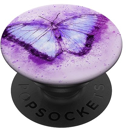 PopSockets Cell Phone Button Pop Out Holder Purple Butterfly Design PopSockets PopGrip: Swappable Grip for Phones & Tablets
