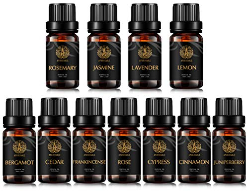 Aromatherapie Bergamotte ätherisches Öl Set für Diffusor, 100% reine Wacholderbeere ätherisches Öl für Luftbefeuchter, 11X10ml Therapeutische Grade Weihrauch ätherische Öle Set- Zimt, Rosmarin Öle...