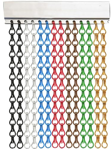 Tenda Antimosche per Porta Finestra a Catena in Alluminio, Personalizzabile per Misura e Colori, Tenda per Mosche a catena da Esterno per Porte, Finestre, Balconi e Verande (ARGENTO, 100 X 220)
