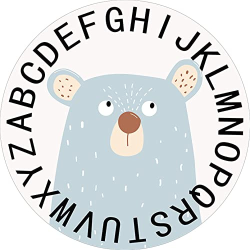 Rund Teppich Kinderteppich Verdicken Kaschmirimitat Weich Karikatur Babymatte Rutschfest Spielmatte (Blauer bär,160cm)