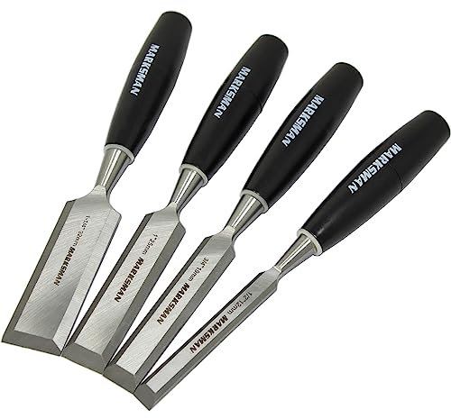 Set of 4 Wood Chisel Set - Multi Purpose Hand Tool | Handle DIY Workshop Carving Carpenter Joiners Chisels Strong Durable | 4 Sizes 12Mm, 19Mm, 25Mm 32Mm