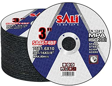 SALI 50 Stück Trennscheibe Metall Ø 75 x 1,6 x 10 mm Trennscheiben für Winkelschleifer Metall, Stahl, Edelstahl Betrieb bis zu Drehzahlen Flexscheiben Trennscheiben Klein 25000 U/Min und 80 M/S