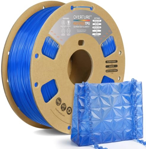 OVERTURE High Speed TPU 95A 1,75 mm Transluzent-Blau | Flexibel & klar | Lichtdurchlässige Optik • 95A flexibel • Für schnellen TPU-Druck • Abriebfest • ±0,02 mm • FDM-kompatibel