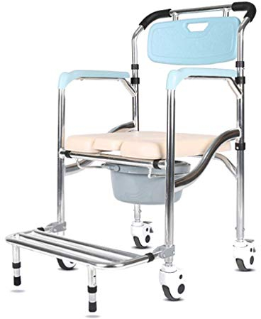 Toilettenstuhl, Toilettenstuhl, Rollstuhl, Schwangerer Badehocker, Duschstuhl mit Fußstützen, gepolsterte Arme/Rückenlehne für Senioren,