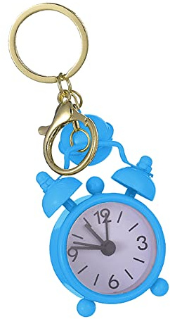 Mini sveglia a doppia campana con portachiavi, sveglia analogica al quarzo Sveglia da viaggio portatile Orologio da tavolo Sveglia in metallo senza ticchettio per regalo da campeggio all'aperto