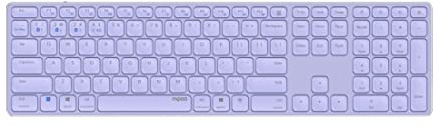 Rapoo E9800M kabellose Tastatur Wireless Keyboard wiederaufladbarer Akku flaches Aluminium Design DE-Layout QWERTZ PC & Mac - lila