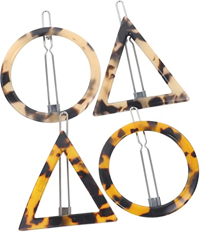 FRCOLOR 4 Stück Acryl Leoparden Haarspangen Geometrische Haarklammern Rund Dreieckig Leichter Halt Für Frauen Mädchen Modischer Haarschmuck Für Alltag Geschenk