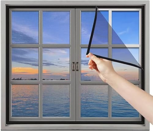Fliegengitter Fenster 105x200cm, ohne Bohren Klebmontage, Insektenschutz Fenster Fliegenvorhang Moskitonetz