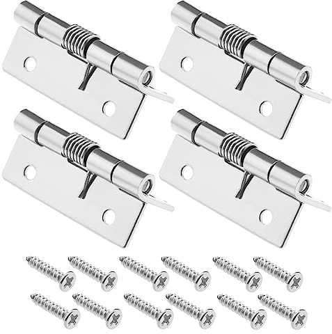 Create idea 4 Piezas Bisagras de Resorte de Apertura Automática Bisagras de Puerta de Resorte de Cierre Automático de Acero Inoxidable 304 Bisagras de Cierre Automático para Puertas Invisibles