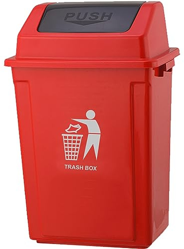 40L Swing Trash Bin Large Plastic Recycling Rubbish Waste Dustbin Home Kitchen Office Indoor Outdoor Rubbish and Waste Bin Waste Trash Black | Grey | Red| Yellow | Green | Blue (40 Litre Red)