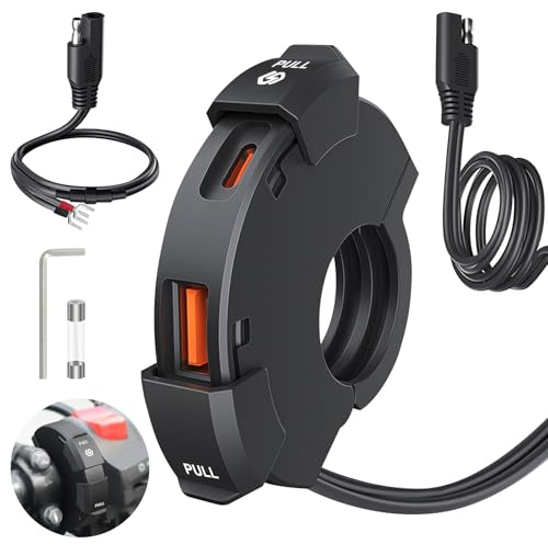 Newaner Cargador USB Moto, USB Motorcycle Charger, Toma Moto Impermeable IP65, Motocicleta Cargador Motocicleta Adaptador, para 22-25 mm Manillar