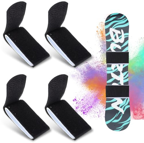 Uoimky correas de esquí, 4 piezas correas de sujeción de esquí Correa de transporte de esquí ajustable Cinturón de esquí de nylon con protectoras Eva Bandas de Fijación para Esquís, Equipos de Esquí