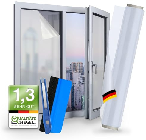 WindowShield Fensterfolie Blickdicht selbsthaftend Anti-UV 119x 200 cm | Fensterfolie blickdicht selbsthaftend, Milchglas-Sichtschutz für Bad, Büro, Wohnbereiche, statisch haftend, Anti-UV, ablösbar