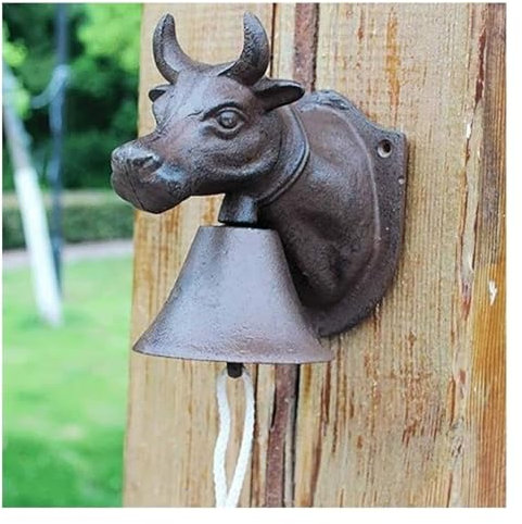 TAIPINGOZ Türglocke Gusseisen, Wandglocke Gartendeko, Gusseisen Dinner Bell Antike Vieh Türklingel Ladenbesitzer Garten Veranda Ornamente Shop Vintage Eingang Türklingel