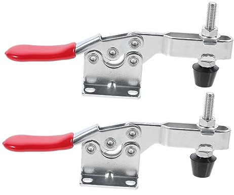 Artibetter Abrazaderas de Palanca de Empuje Horizontal Galvanizadas, Juego de 2 Piezas Fuerte Presión hacia Abajo y Diseño Rápido para Sujeción en Bricolaje y Trabajos Industriales