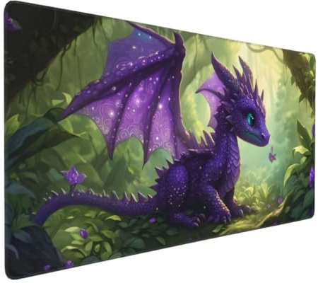 Gaming Mauspad Lila Mauspad XXL 800x400x3mm XXL Mousepad Drachen Schreibtischunterlage, mit Anti Rutsch Basis Mouse Pad, Wasserdicht, Langlebig Desk Mat für Tastatur und Maus, Gaming Zubehör G4-570