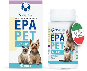 Aloeplus EpaPet – Natürliche Nahrungsergänzungsmittel für die Leber von Hunden und Katzen, mit Mariendistel, Betain und Vitaminen, ohne chemische Zusätze, personalisierte Dosierung, 60 Kapseln