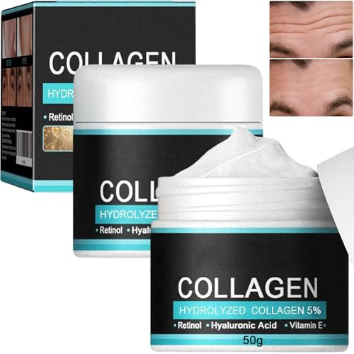 Crème hydratante au collagène pour hommes, crème lifting instantané du visage, crème au rétinol et à l'acide hyaluronique, crème anti-âge pour hommes, crème raffermissante anti-rides (2 pièces)