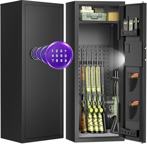 MSYCOST 10-15 Gun Rifle Safe for Home Security, Gun Safe for Rifles and Pistols - Quick Access Digital Keypad | Easy Assembly Gun Safe with Adjustable Shelves (Fits Shotguns & Ammo)