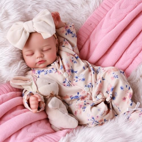 BABESIDE Süßes Reborn Mädchen – 17 Zoll Reborn-Babypuppen wie echt, weichem Stoffkörper, Schlafende Neugeborene, Lebensechte Puppen mit Kleidung und Accessoires für Kinder ab 3 Jahren