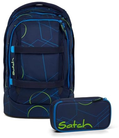 Satch pack Schulrucksack Set 2tlg. inkl. Schlamperbox (Blue Tech)