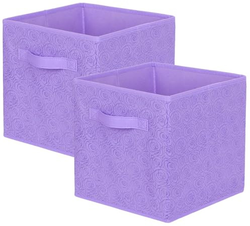 powerking Caja de almacenamiento de tela, cajón del organizador del cubo de almacenamiento de tela plegable de 2 paquetes con patrón de rosa en relieve 3D para armario y almacenamiento de juguetes