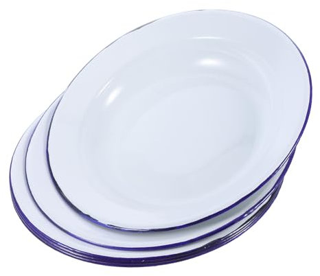 HOLIDYOYO 5pièces Assiettes Décoratives Revêtement Émail Plat Rond Assiette à Tarte Rondes Support à Fruits Pour Collations Et Repas