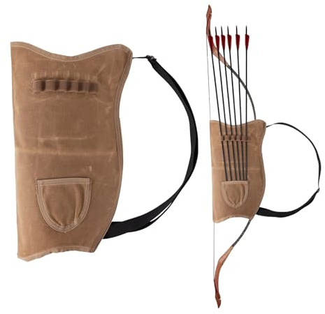 HERSENT Archery Bow Carrier with Arrow Slots,Archery Back Arrow Quiver Arrow Holder,Adjustable Shoulder Strap for Hiking Hunting,Shooting Targeting,Training,Cosplay,Archer Accessories（Only Bag