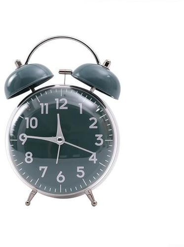Reloj despertador de metal con doble campana con alarma extra fuerte y práctica funcionalidad de luz nocturna (verde)