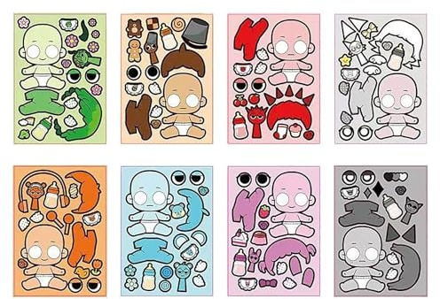 8Pcs Cartoon Stickers Game Stickers for Laptop Phone Case Skateboard Suitcase Waterproof Decals (Colorful,8Pcs)