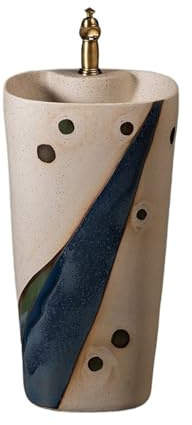 Standwaschbecken Outdoor Garten Standwaschbecken Badezimmer Keramik Waschbecken mit Wasserhahn und Ablaufgarnitur