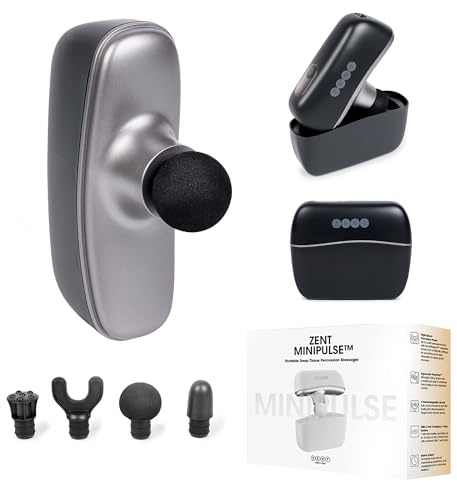 ZENT MiniPulse Massagegerät Mini bis 2200 Schläge/Min - Kabellose Massage Gun mit Drucksensor, 10 Stufen, 4 Massageköpfen & Tragetasche - Leises Massagepistole für Reise, Büro und Sport, Schwarz | Kabellose Massage Gun bis 2200 Schläge/Min - 4 Massageköpfe - leise Massagepistole für Reise, Büro und Sport