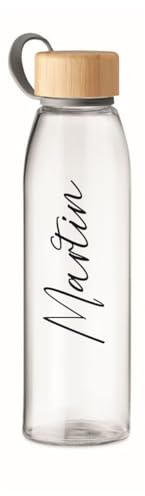 Personalisierte Glasflasche | Flasche mit Wunschnamen | Wasserflasche mit Beschriftung | Trinkflasche mit Namen