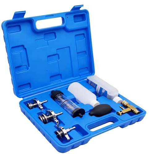 Kompressionsmätare - förbränningsläckagedetektor | Cylindertätningstestare, motordiagnostiskt verktyg för bil, lastbil, traktor och byggmaskiner | komplett kit