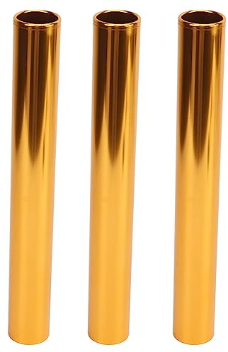 SPYMINNPOO Bastones de Relevo de Campo de Pista de Aleación de Aluminio de Colores Brillantes para Eventos de Equipo de, Resistentes Al Desgaste, Juego de 3 para Carreras de Relevos para (Gold)